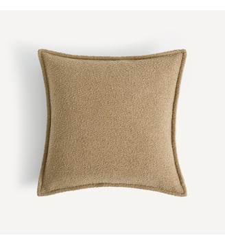 Housse de coussin en bouclette, Belvini - AM.PM - Beige tabac