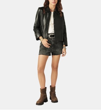 Veste droite en cuir Mylos - Ba&sh - Noir