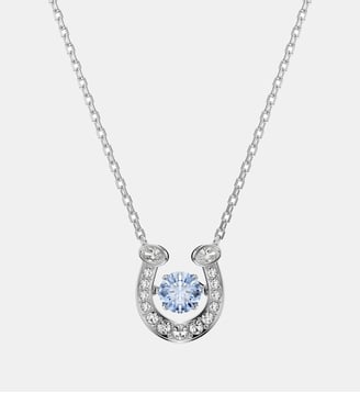 Pendentif Symbolica, Pavé, Fer à cheval, Métal rhodié - Swarovski - Blue et rhodium plated