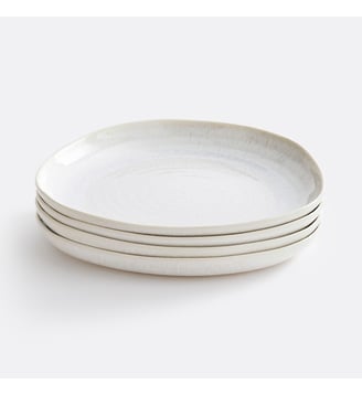 Lot de 4 assiettes plates en grès nacré - La Redoute Interieurs - Beige nacre
