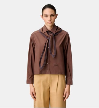 Chemise popeline coton - Claudie Pierlot - Marron