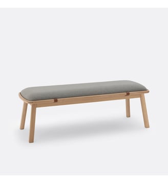 Banc d'entrée chêne massif Leather - La Redoute Interieurs - Bois et gris
