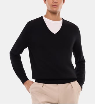 Pull en laine à col en V - Fursac - Noir