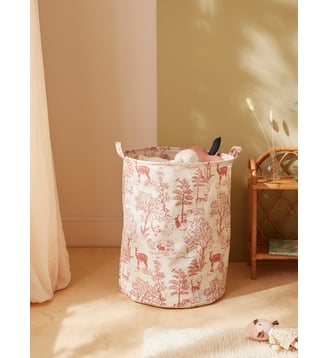 Bac de rangement rond esprit toile de Jouy - Cyrillus - Rose