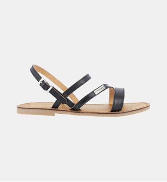Sandales plates en cuir BADEN - Les Tropeziennes par M. Belarbi - Noir