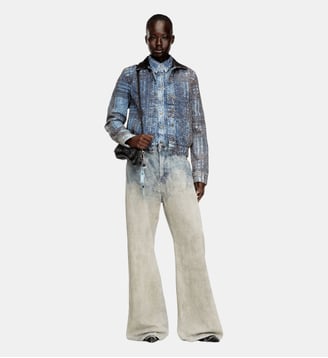Veste en denim bouclé graphique - Diesel - Bleu