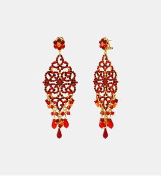 Boucles d'oreilles pendantes tiges percées   - Chiara - Satellite - Rouge