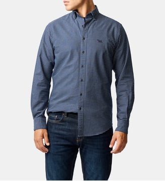 Chemise coupe sportive en coton oxford 5 à carreaux Gunn - Rodd & Gunn - Bleu nuit