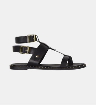 Sandales plates multibrides en cuir - La Fée Maraboutée - Noir