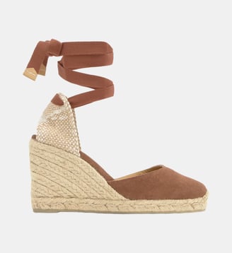 Espadrilles compensées à lacets avec plateforme tressée CARINA - Castaner - Cognac