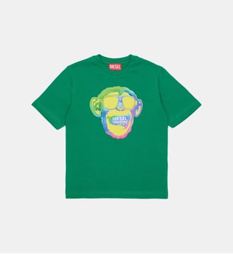 T-shirt avec logo et imprimé Monkey - Diesel Kids - Vert joyeux
