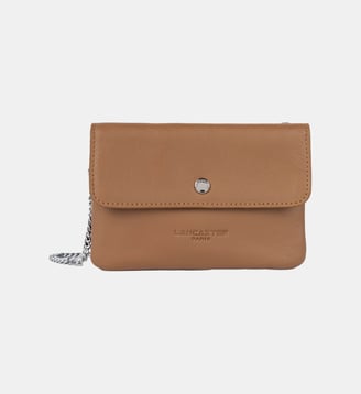 Petit double pochette Soft PM en cuir - Lancaster - Camel