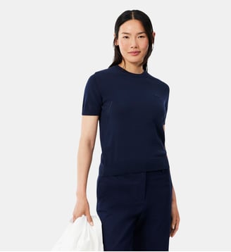 Pull manches courtes maille 3D - Lacoste - Bleu marine