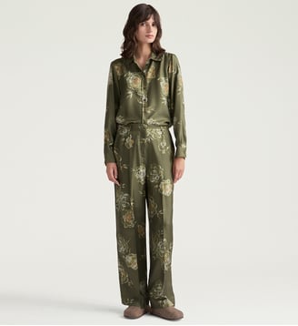 Pantalon spencer en twill de soie imprimé - Momonì - Vert