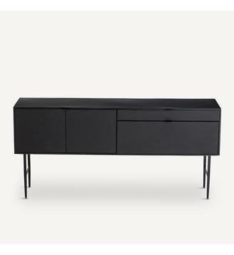 Buffet enfilade métal acier et cuir - AM.PM - Noir