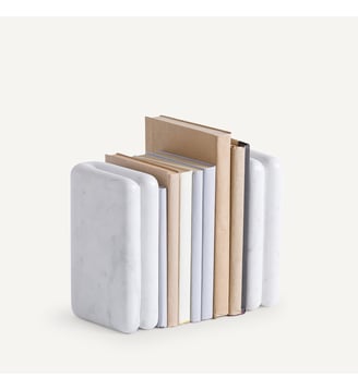 Lot de 2 serre-livres en marbre blanc - AM.PM - Blanc