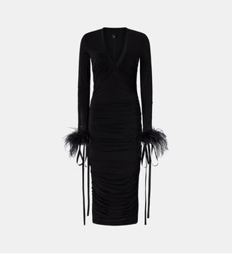 Robe à col en v avec drapé - Pinko - Limousine noire