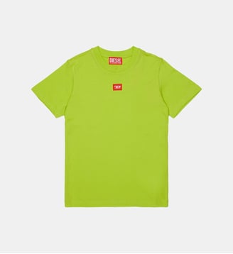 T-shirt en jersey avec écusson "D" rouge - Diesel Kids - Vert slime
