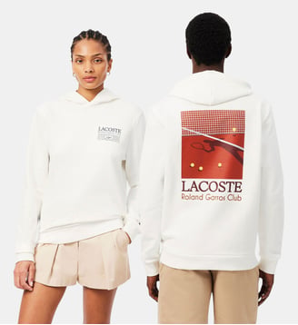 Sweatshirt à capuche Édition Roland-Garros - Lacoste - Blanc