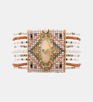 Bracelet perles régalbles avec cabochon central cœur KALUMEY - Hipanema - Blanc