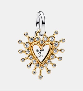 Charm Pendant Double Cœur Étincelant - Pandora - Bicolor