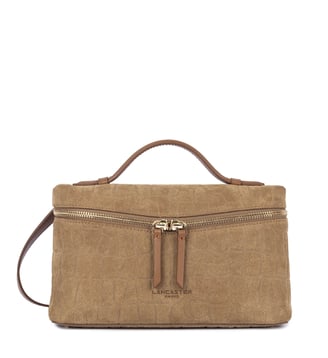 Sac boite Suède Exo en cuir - Lancaster - Moka