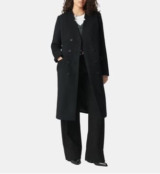 Manteau long parementure à capuche amovible - Ikks - Noir