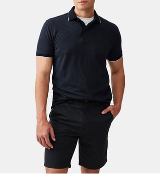 Polo slim micro rayures en coton manches courtes Wilson Bay - Rodd & Gunn - Eclipse