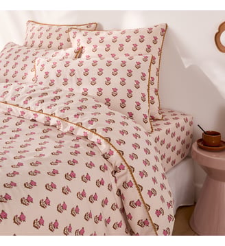 Housse de couette en coton lavé - La Redoute Interieurs - Imprimé fond rose