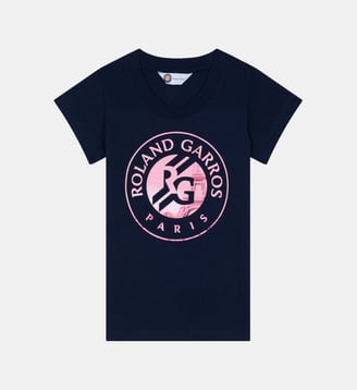 T-shirt logo - Roland-Garros - Marine
