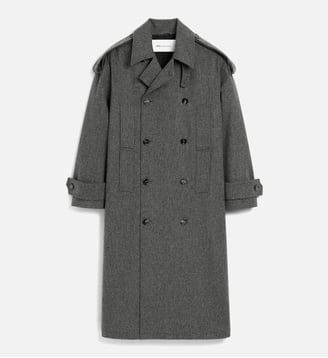 Trench coat unisexe en laine - AMI Paris - Gris carbone