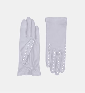 Gants Studs Femme Cuir Doublés Soie - Agnelle - Porcelaine