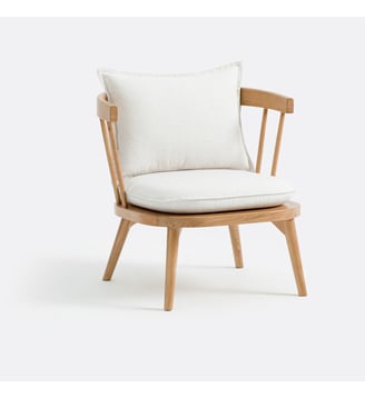 Fauteuil chêne et tissu - La Redoute Interieurs - Beige
