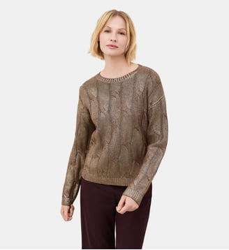 Pull mval - Motif uni - Polyamide recycle - Caroll - Marron