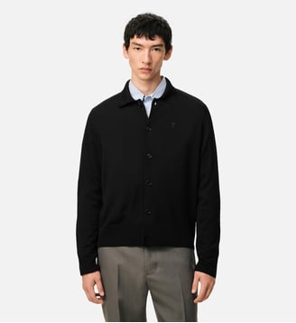 Cardigan Col Chemise Ami De Coeur en Laine - AMI Paris - Noir