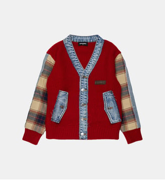 Cardigan en maille avec détails en denim Dsquared2