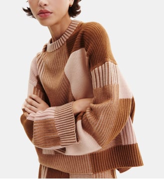Pull oversized patchwork - Bompard - Caramel et rose eden