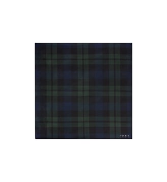 Pochette en soie à motif tartan - Fursac - Vert anglais