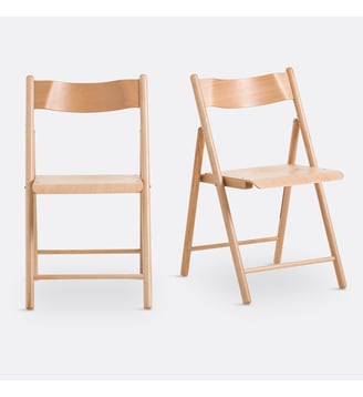 Lot de 2 chaises pliantes hêtre et plaqué - La Redoute Interieurs - Naturel