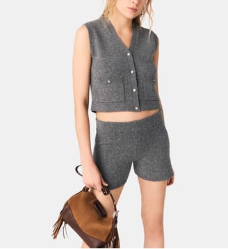 Top en maille à strass - Maje - Gris