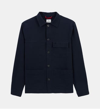 Veste worker en coton seersucker Wilfried - Serge Blanco - Bleu marine