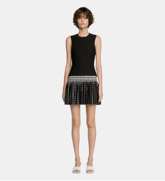 Robe courte en maille à carreaux - Sandro - Noir et écru