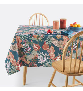 Nappe imprimée Tropic polycoton antitaches - La Redoute Interieurs - Imprimé fond bleu