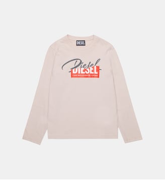 T-shirt manches longues avec logo - Diesel Kids - Vieux rose