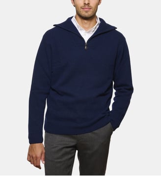 Pull camionneur marine en laine et cachemire - Atelier Privé - Bleu marine