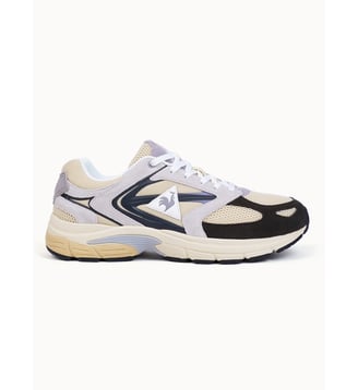 Sneakers running en mesh et suede Allure - Le Coq Sportif - White sand et turkish coffee