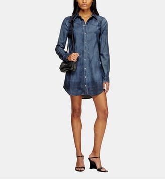 Robe-chemise en denim fluide Prince de Galles - Diesel - Bleu