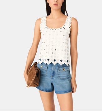 Top en crochet avec miroirs - Maje - Blanc