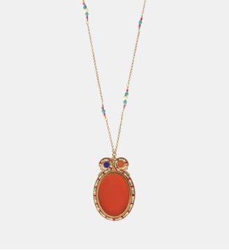 Collier pendentif   - Claudia - Satellite - Orange