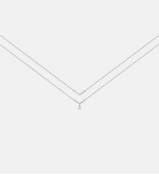 Collier double chaînes Essentielle en Argent avec diamant blanc - La Garçonne Diamant - Argent